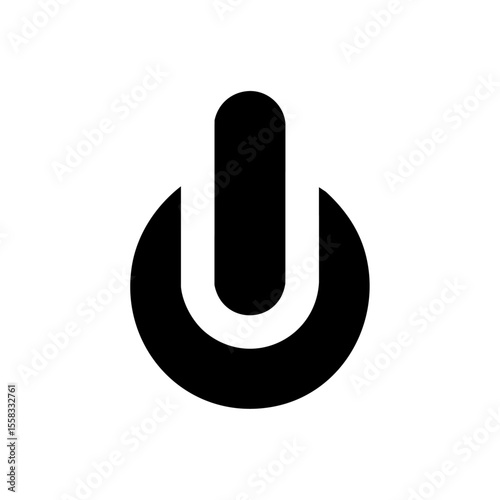 Sleek black icon representing power on/off for tech interfaces.

