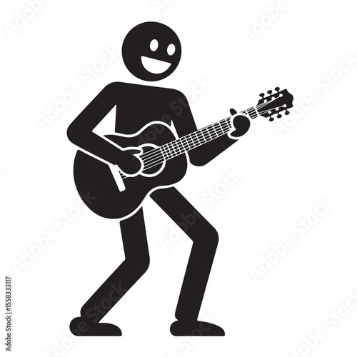 A rock musician passionately playing an electric guitar, creating powerful music