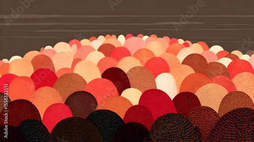 digital landscape made of repeating shapes in gradient colors