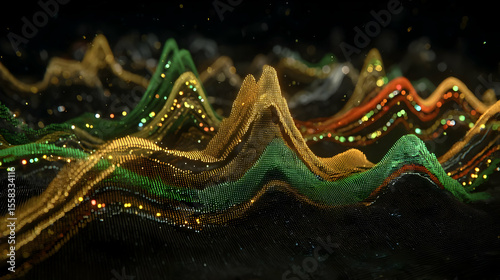 of geometric patterns pulsing with rhythmic motion across a digital grid