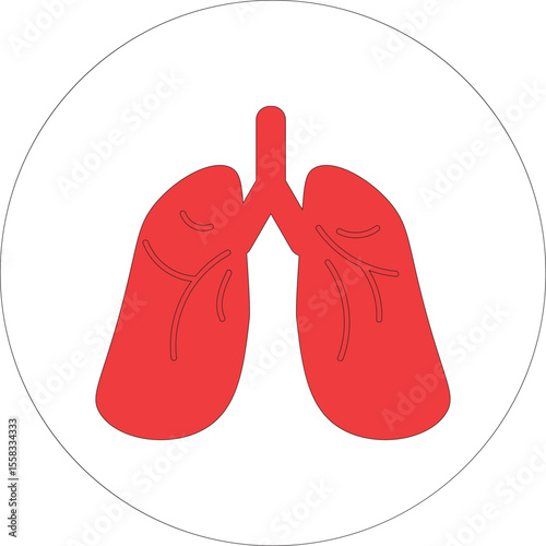 World Lung Cancer Day - Red Lungs Icon for Respiratory Health