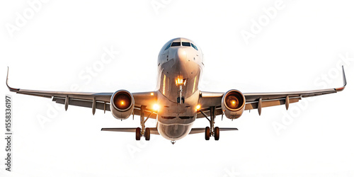 An Airplane in Flight Against a White Background Representing Travel and Exploration