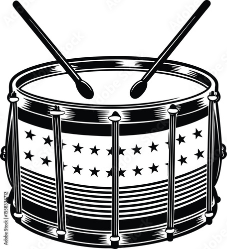 Marching Drum Icon with USA Theme – Minimal Patriotic Vector
