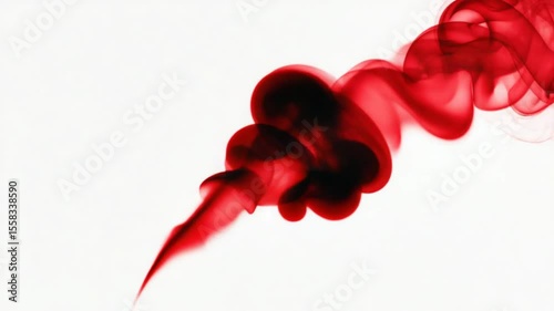 Rising Red Smoke Trails Against White Background Slow Motion