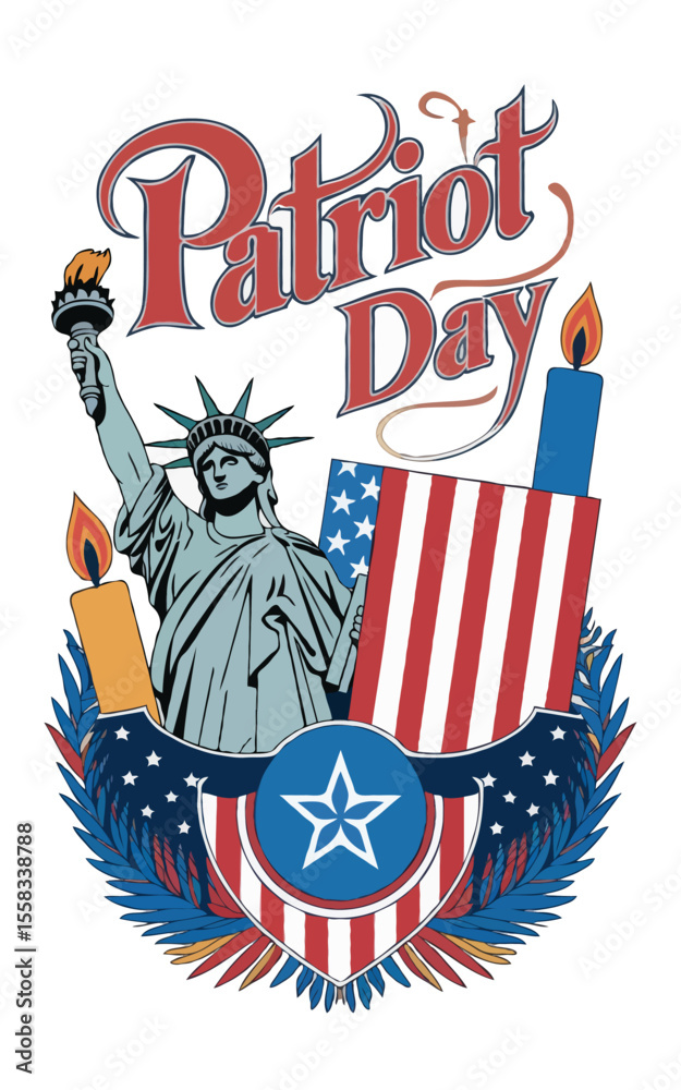 Obraz premium Colorful Patriot Day Vector Art – Vibrant Tribute Designs for 9/11