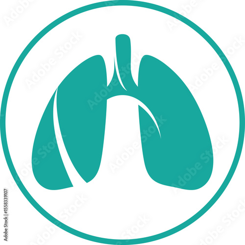 World Lung Cancer Day Icon - Teal Lungs for Respiratory Health