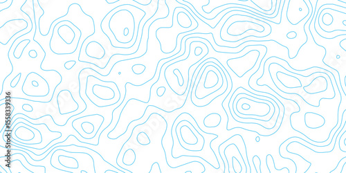 Elegant Blue Contour Line Art on White Background for Abstract Mapping Texture.