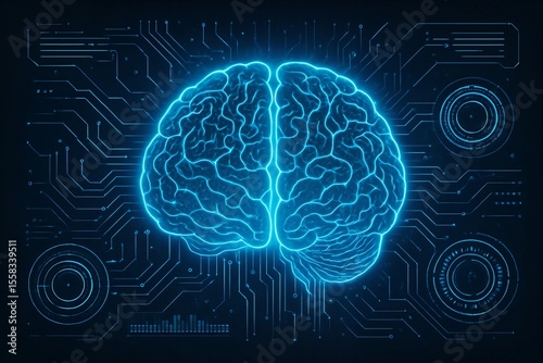 Futuristic Digital Brain Circuit Representing Artificial Intelligence