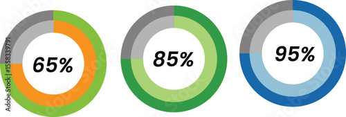 Red stop and green go round 3D web control vector button icons for business internet design