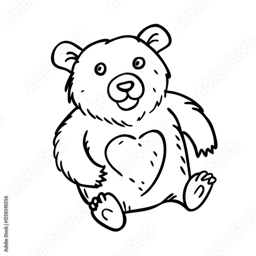 Hand drawn bear icon isolated 