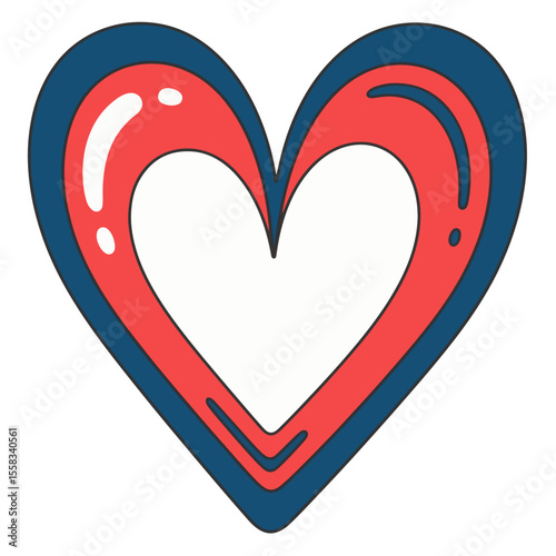 Heart vector image editable with sharp contrast of red and blue, this dynamic heart is suitable for bold love icons, printables, and vibrant web art.