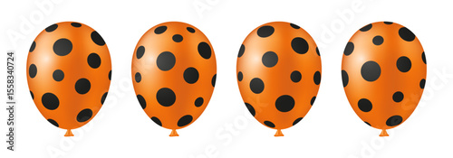 Set of vector orange balloons with black spots for Halloween