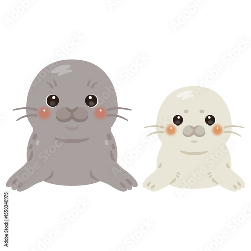 アザラシ親子のイラスト