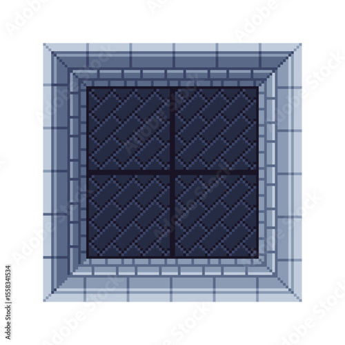 Pixel art dungeon corner tiles, dark blue isometric floor in 8-bit style, tile featuring a deep blue floor with herringbone pattern and isometric brick border, RPG dungeons, puzzle rooms, retro game.