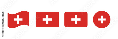 Flag of Switzerland flat set vector icon isolated on a white background.