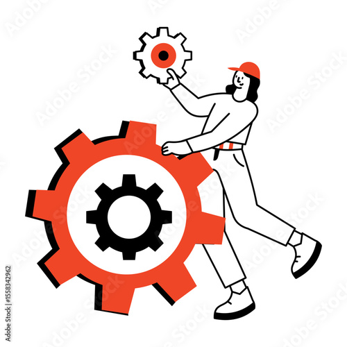A drawing style illustration depicting a c a gear mechanic
