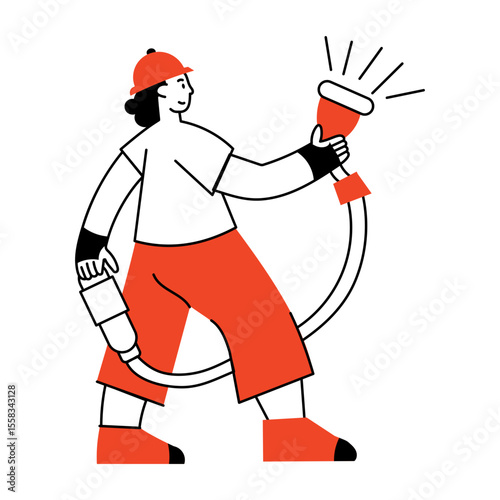 A hand drawn style illustration showing a character spraying paint
