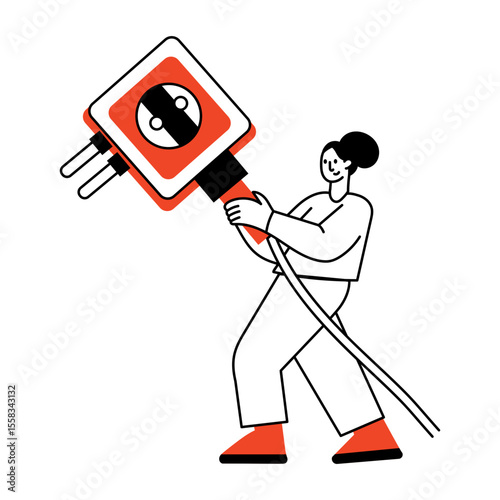 A drawing style illustration showing an electrician working on wiring
