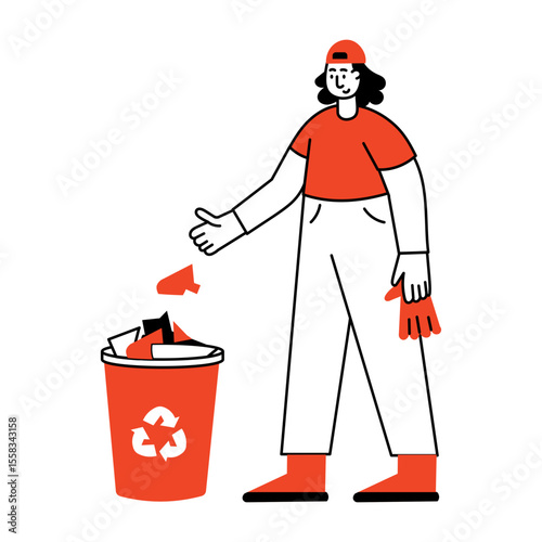 A sketchy style illustration showing a waste sorting character
