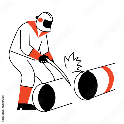 A sketchy style illustration depicting a pipe welder 
