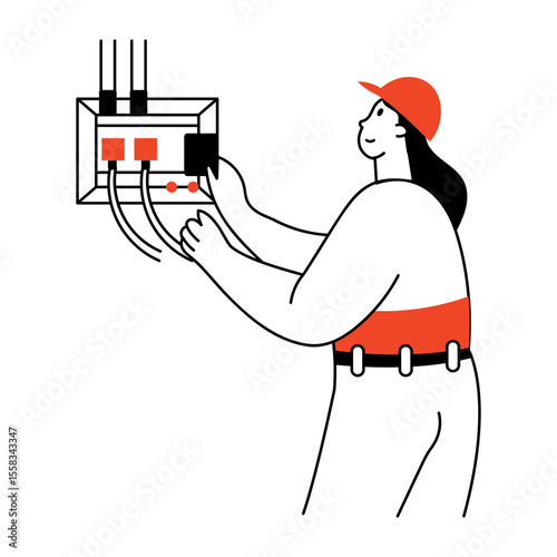 A drawing style illustration showing electrical work  
