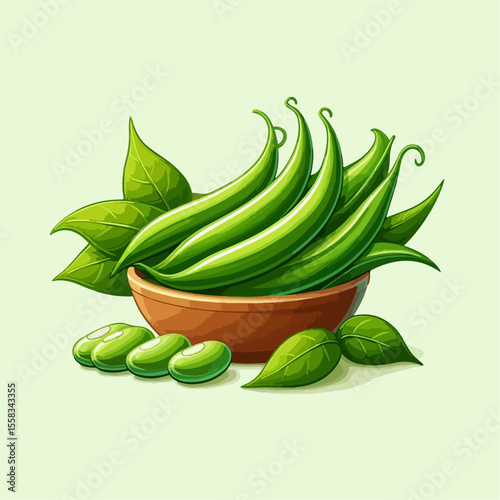 vector illustration of fresh long beans