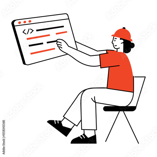 A sketchy style illustration showing software engineer 
