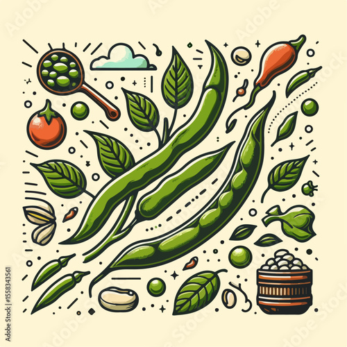 vector illustration of fresh long beans