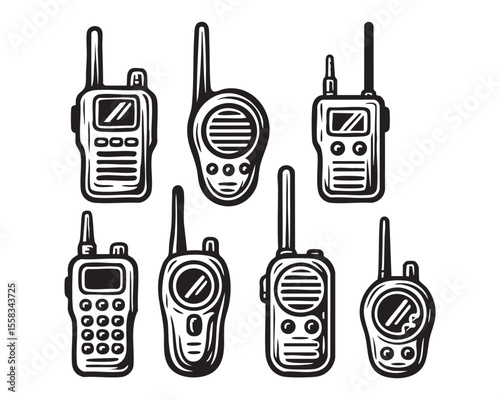 military radio vector illustration set