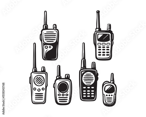 military radio vector illustration set