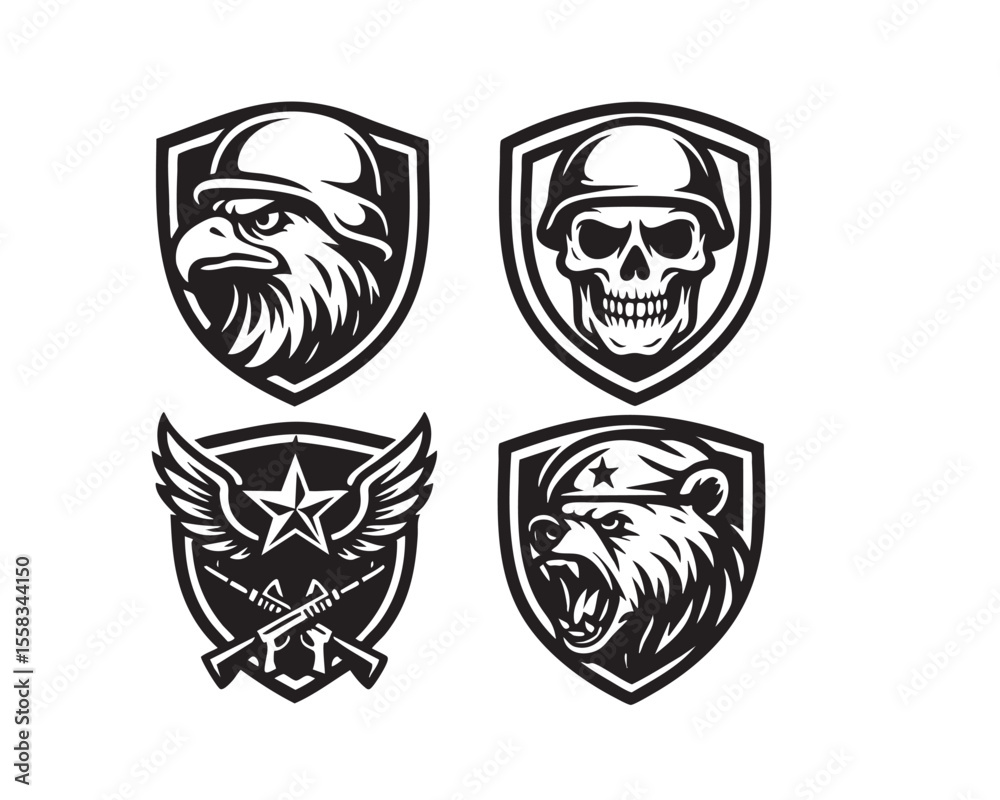 Fototapeta premium Soldier and Animal Badge Icons