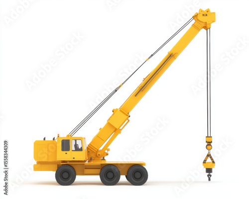 High efficiency crawler crane with long boom and counterweight system, designed for heavy lifting tasks. This machine showcases robust construction and mobility, ideal for construction sites
