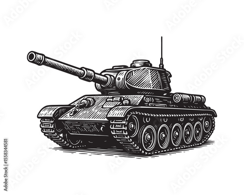 Vintage Engraved Battle Tank