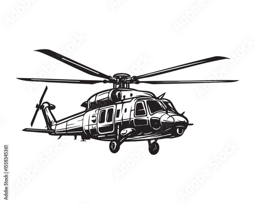Military Helicopter vector Illustration