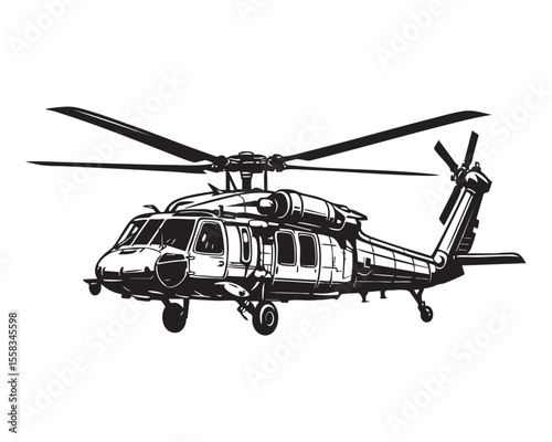 Military Helicopter vector Illustration