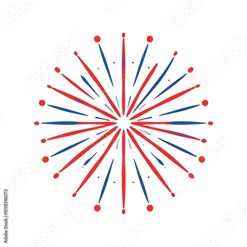 Patriotic Red and Blue Firework Burst Icon Isolated on White Background