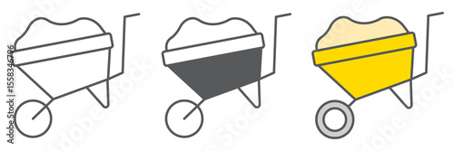Wheelbarrow icon collection, construction and agriculture, wheel barrow sign vector set graphics, editable stroke linear icon, eps 10