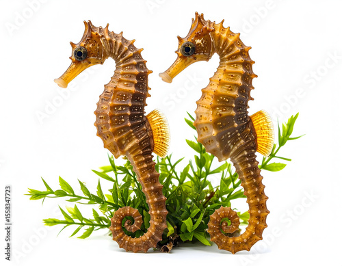 02.8.008._Close-up of seahorses holding onto underwater plants. ultra-high resolution, 8K quali 918020
