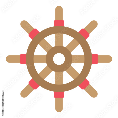 Nautical Ship Wheel Icon: Steering and Guidance
