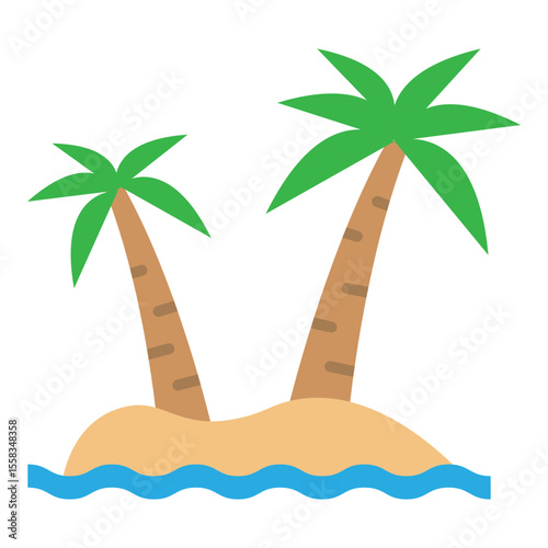 Palm Trees on a Tropical Island Cartoon