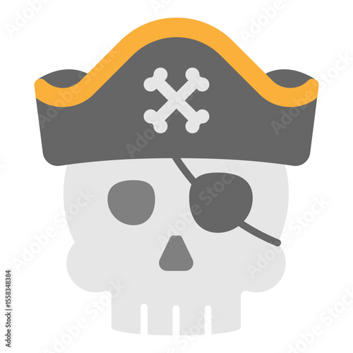 Skull pirate in a hat illustration vector icon.