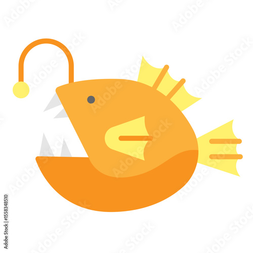 Anglerfish Illustration, Deep Sea Fish Icon