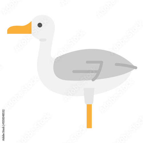 Cute Cartoon Seagull Standing Vector Illustration