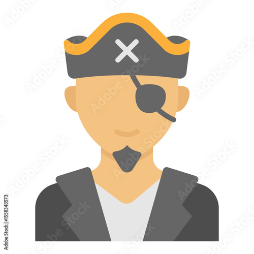 Pirate Character Flat Icon Illustration