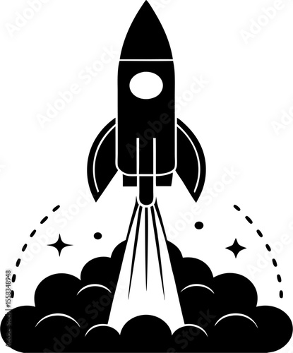 Startup rocket launch concept - flat vector illustration
