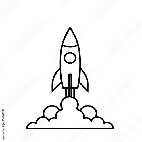 Startup rocket launch concept - flat vector illustration