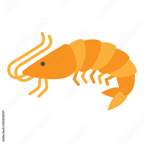 Orange Shrimp Vector Icon Illustration