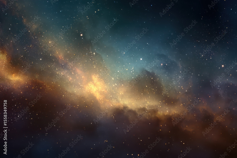Fototapeta premium Vibrant nebula with realistic stardust and cosmic hues in a mesmerizing cosmic expanse
