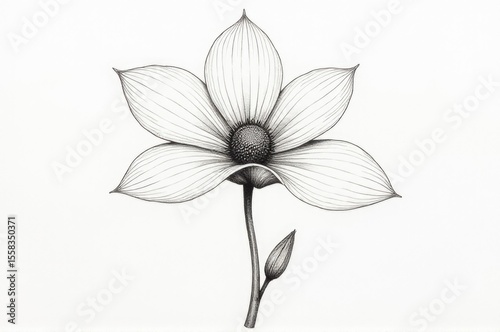 A simple yet elegant illustration of a flower in monochrome tones, great for use in editorial or advertising contexts