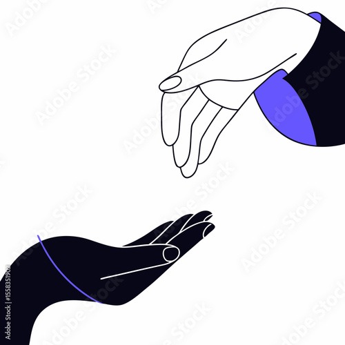 Abstract illustration of two hands with transparency designed for various design projects illustrating giving and receiving concepts